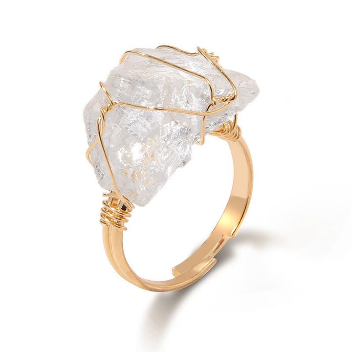 Anello con pietra preziosa naturale irregolare e ruvida Olivenorma
