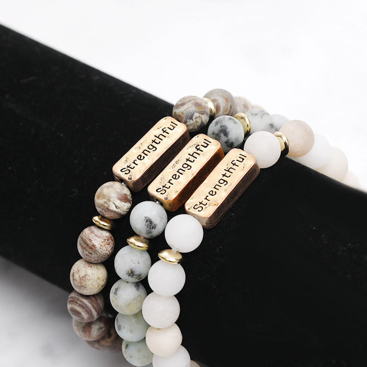 Bracciale con incisione resistente in pietra preziosa naturale Olivenorma