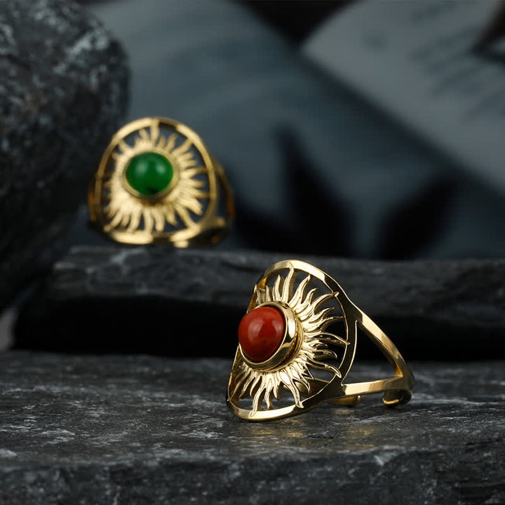 Olivenorma "Sun Arise" - Anello in giada verde celeste