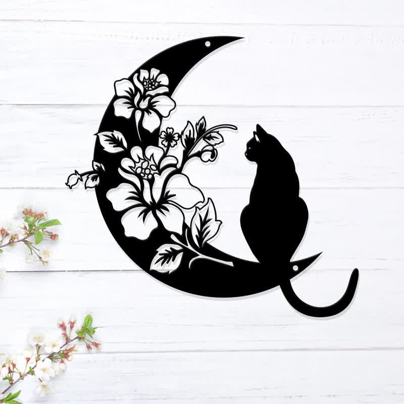 Decorazione da parete in metallo Olivenorma Cresent Moon e Cat