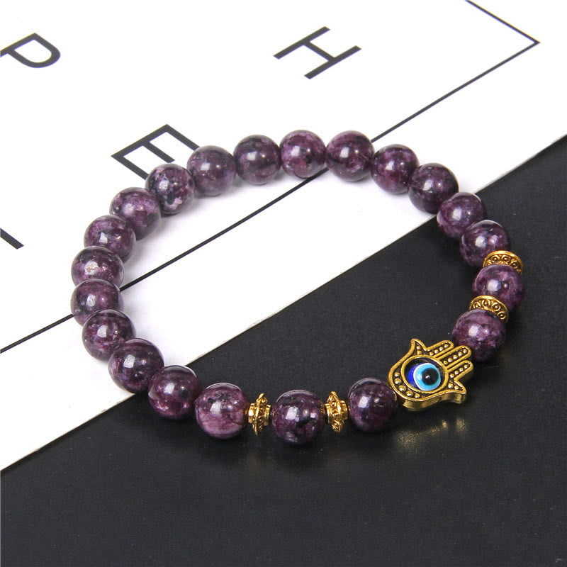 Olivenorma Evil Eye Hamsa 8mm Bracciale da uomo con perline naturali 