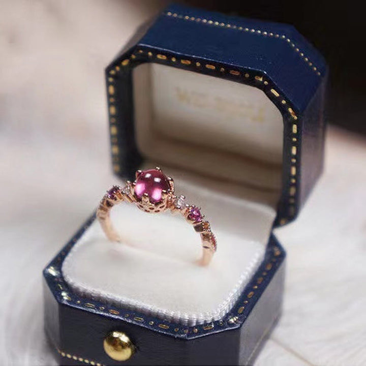 Anello di fidanzamento in argento 925 con granato Olivenorma
