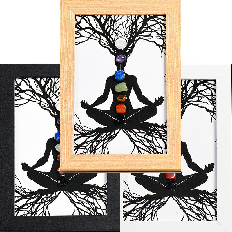 Olivenorma Yoga Meditazione Postura Chakra Pietra Cornice Foto Decorazione 