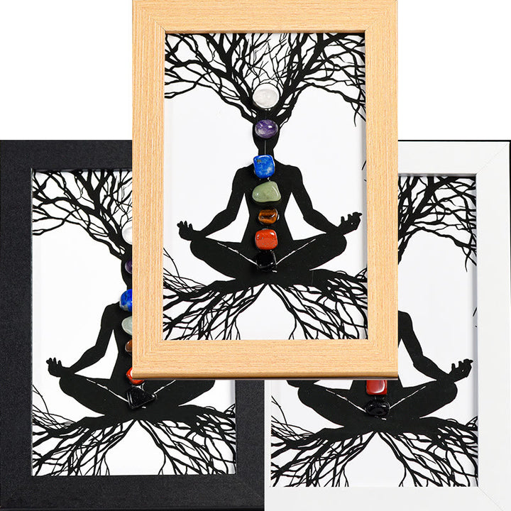 Olivenorma Yoga Meditazione Postura Chakra Pietra Cornice Foto Decorazione 