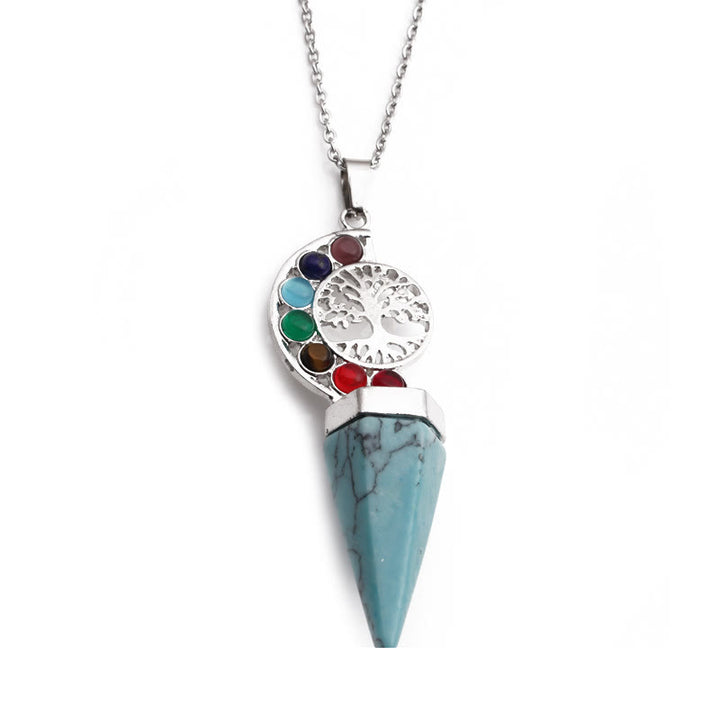 Collana con ciondolo albero della vita chakra cristallo esacone Olivenorma 