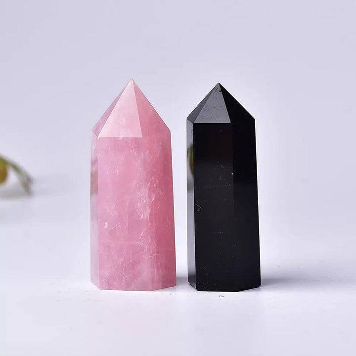 Olivenorma Set di decorazioni in pietra energetica con sette bacchette di cristallo naturale 