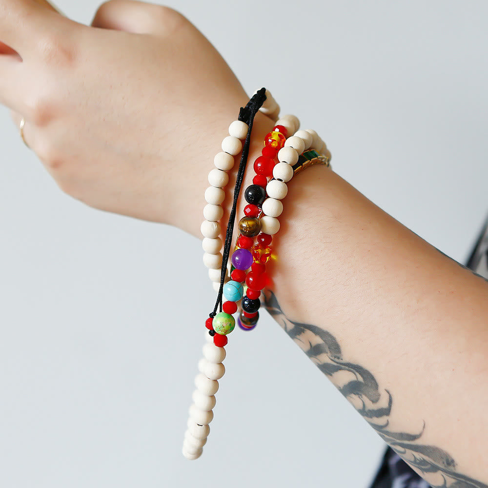 Olivenorma Cinturino per telefono in perline di legno di cristallo naturale