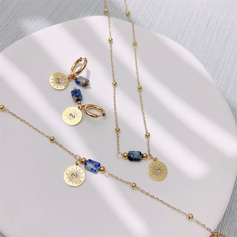 Olivenorma Braccialetto con collana e orecchini con occhio maligno in sodalite blu naturale