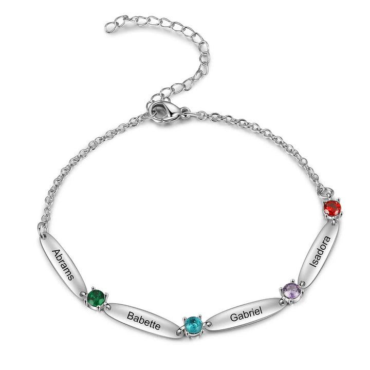 Bracciale con nomi di famiglia e pietre portafortuna Olivenorma
