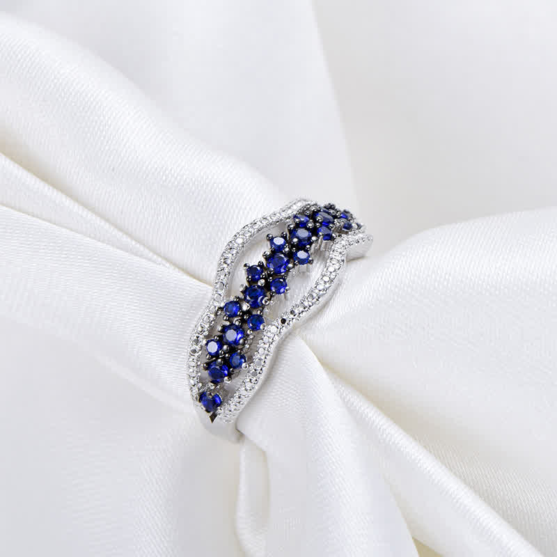 Anello creativo Olivenorma con zircone blu zaffiro cavo 
