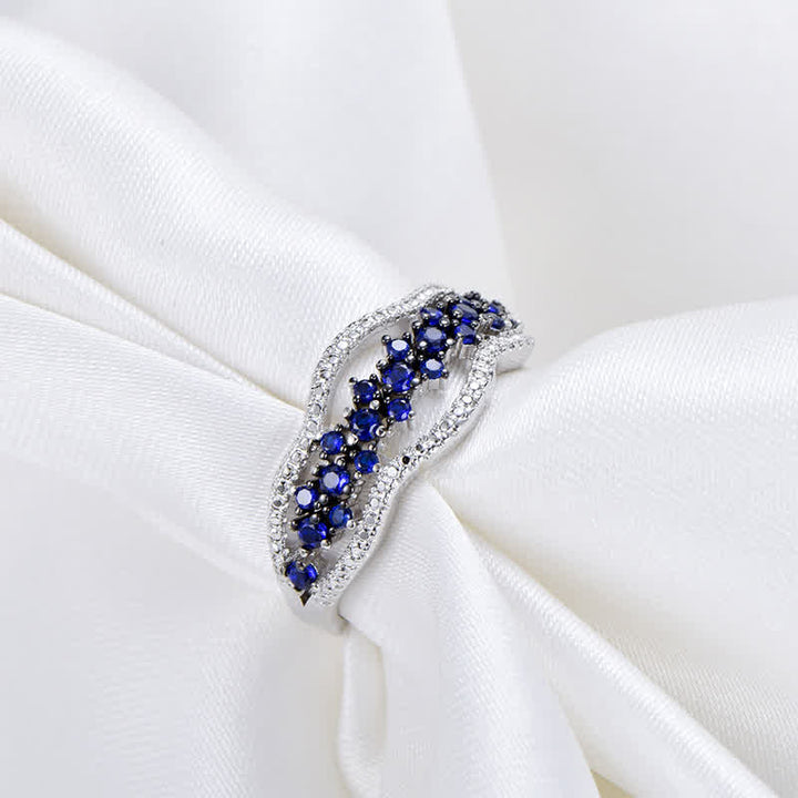 Anello creativo Olivenorma con zircone blu zaffiro cavo 