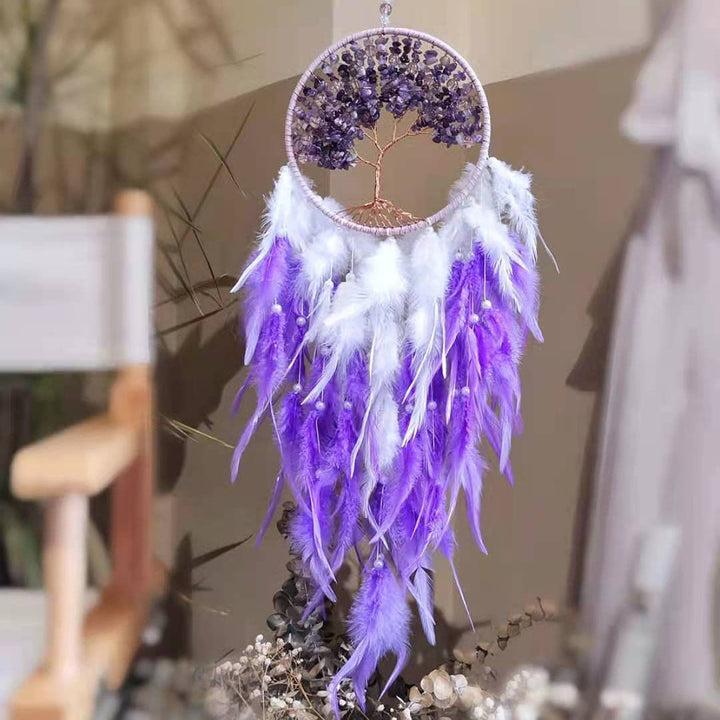 Olivenorma Cristallo curativo Albero della vita Acchiappasogni Viola 