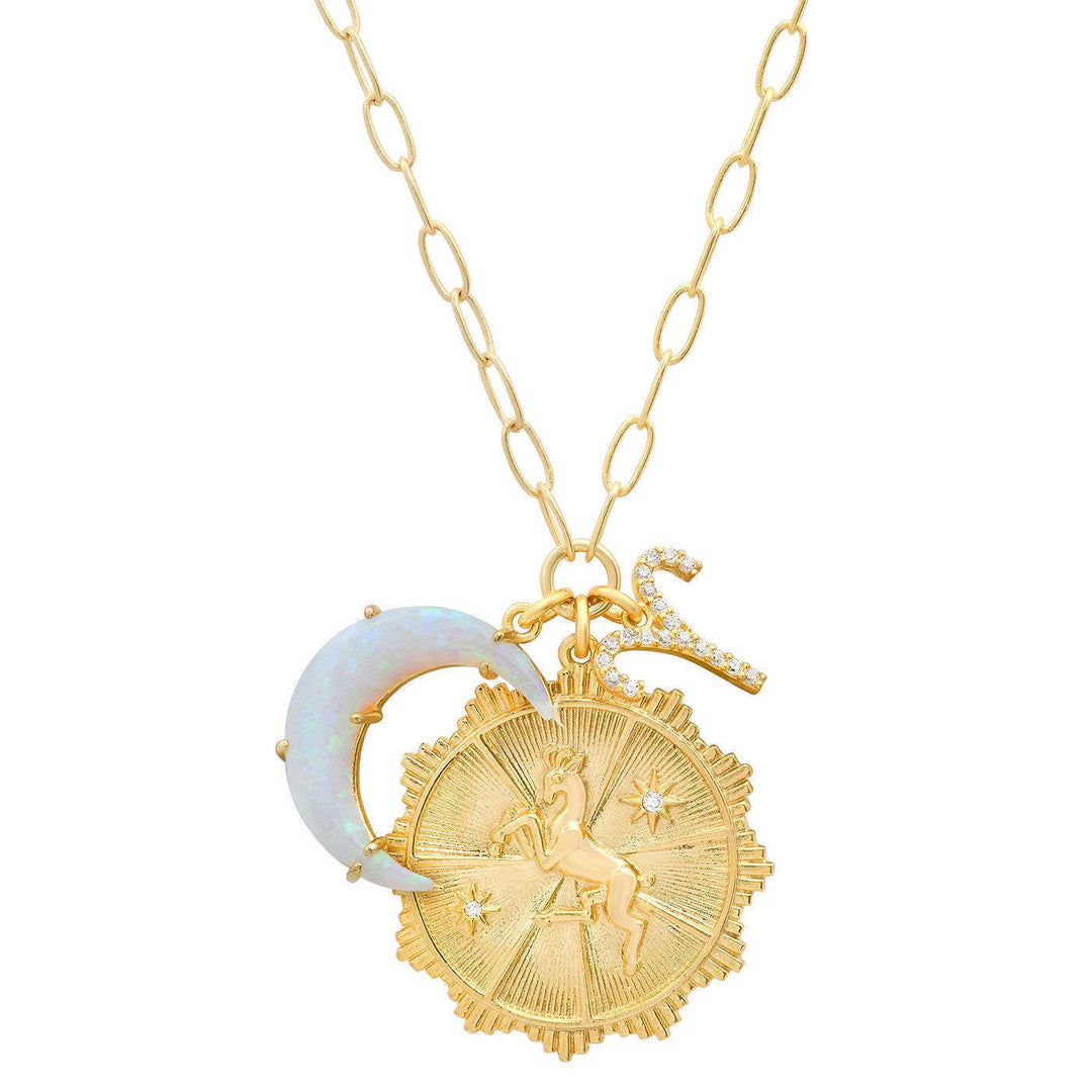 Collana con rune dello zodiaco e opale lunare Olivenorma
