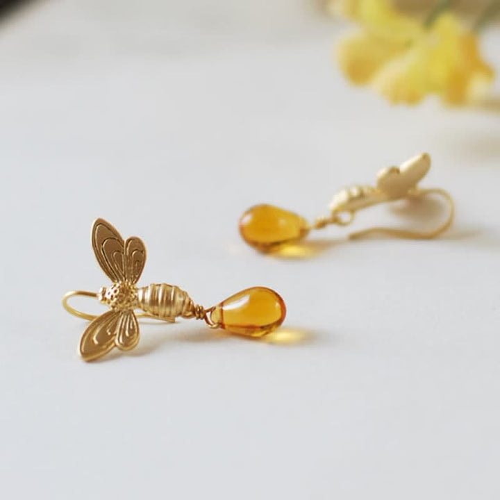 Olivenorma Bee Topaz Honey Drop Ambra Orecchini e collana