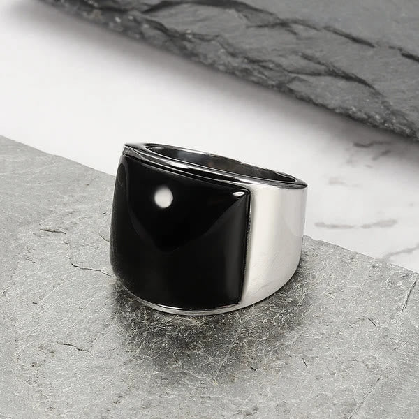 Anello in acciaio al titanio con pietra preziosa naturale Olivenorma