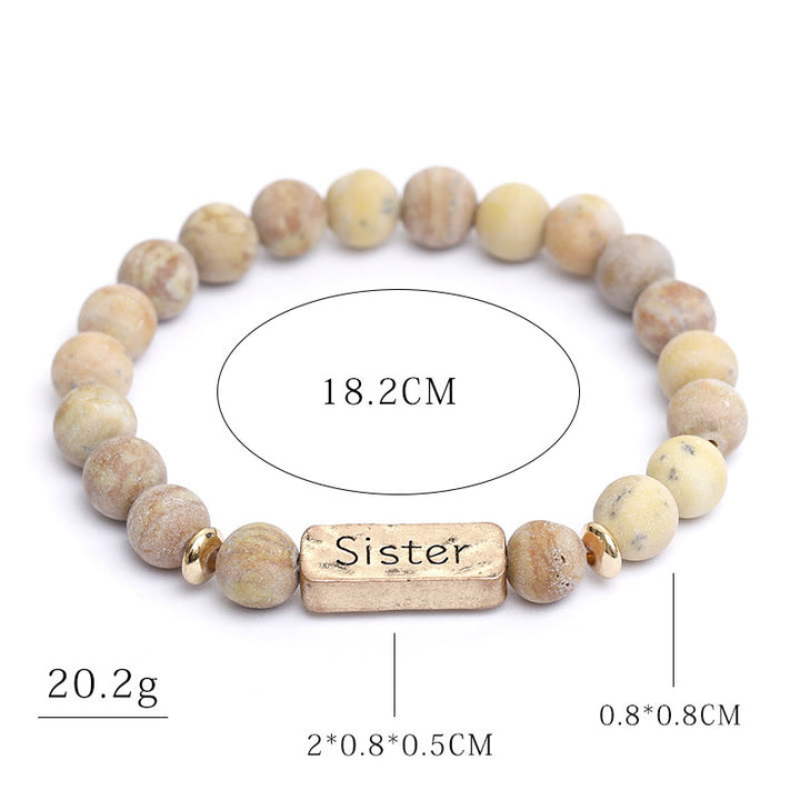 Bracciale con incisione della sorella in pietra preziosa naturale Olivenorma 
