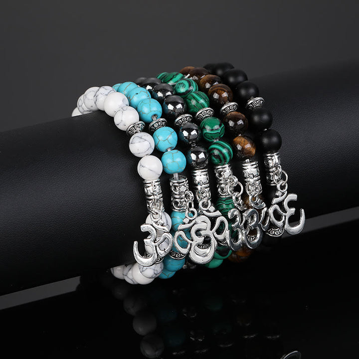 Bracciale con simbolo Om in perline di cristallo naturale Olivenorma