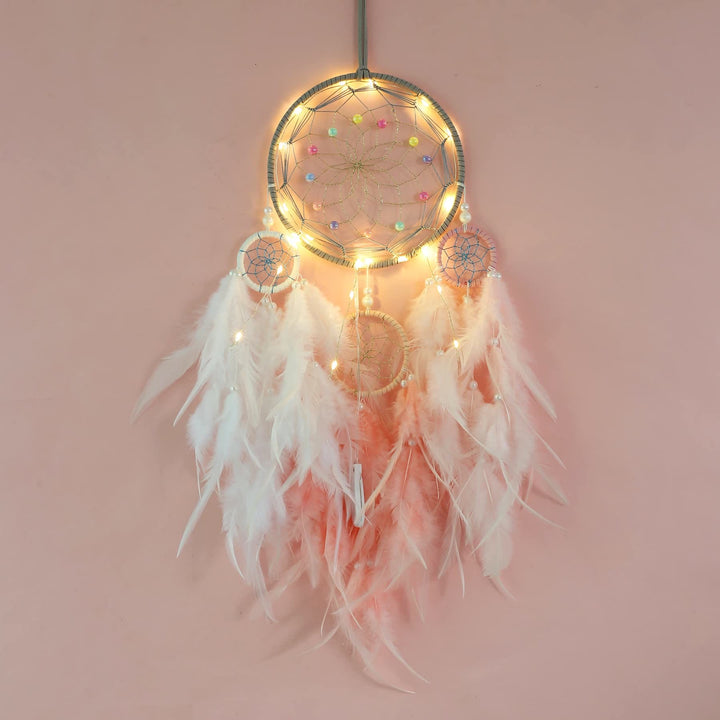 Olivenorma Indian Style Acchiappasogni con tre anelli e piume 