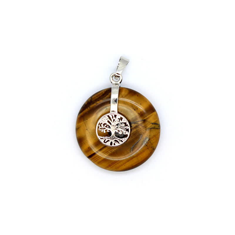 Collana con fibbia della pace in cristallo naturale Olivenorma e albero della vita