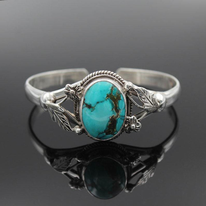 Olivenorma Bracciale Vintage con Fiore Turchese Inciso 