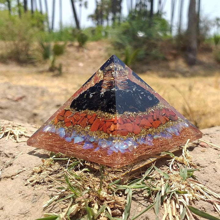 Olivenorma Cristallo trasparente con protezione in Piramide opale di orgone 