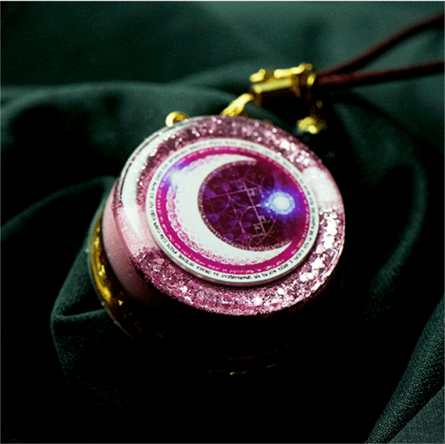 Olivenorma Moonlight Streamer Moon Phase Collana con ciondolo rosa in orgone