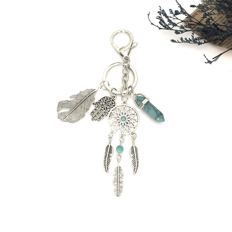 Olivenorma Natural Gemstone Dreamcatcher Ciondolo Hamsa Portachiavi