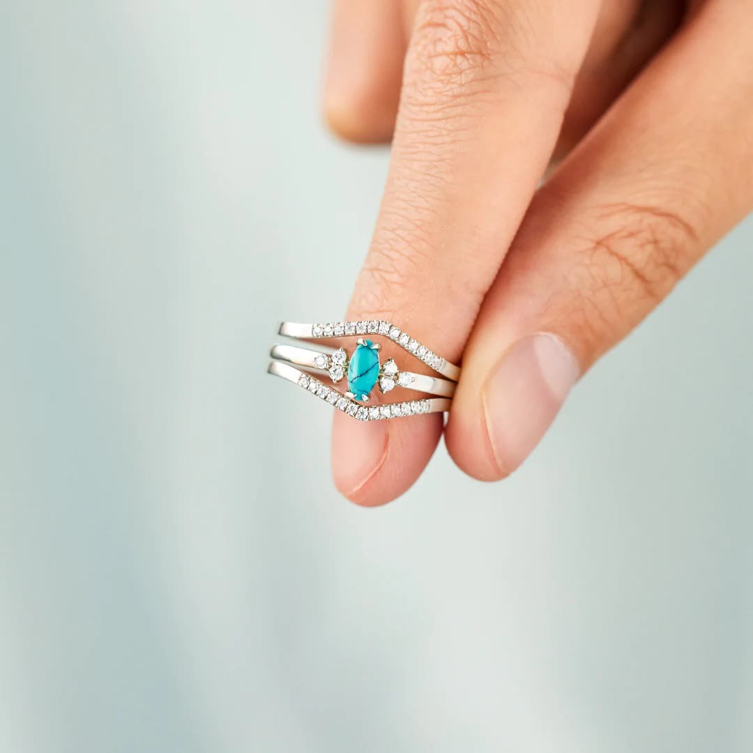 Olivenorma S925 Sterling Silver Turchese Anello in due pezzi