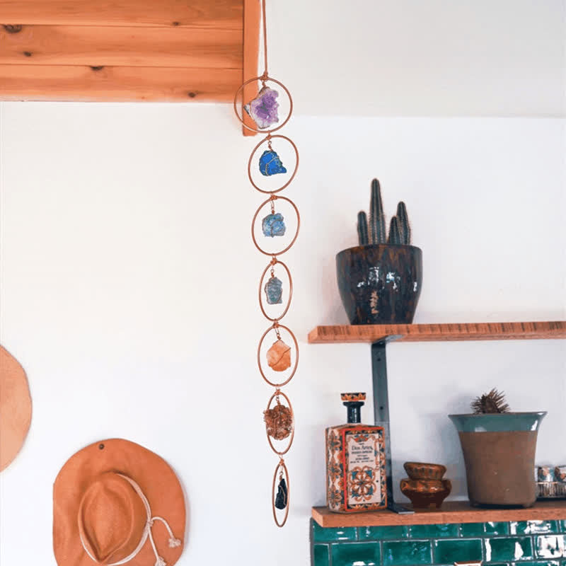 Decorazione da parete in pietra preziosa di cristallo grezzo del chakra Olivenorma
