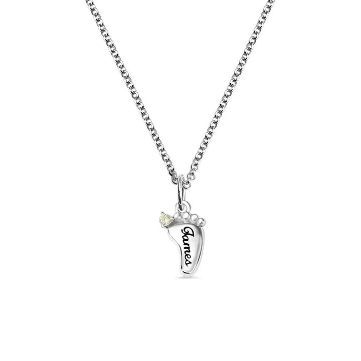 Olivenorma Collana personalizzata e incisa con pietre portafortuna a forma di piedini di bambino