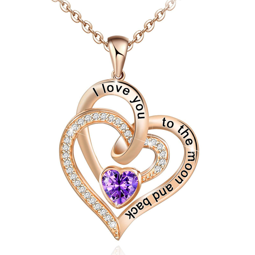 Collana con carta regalo Olivenorma Hearts and Hearts Birthstone - Oro rosa - Febbraio - Con carta portafortuna - image 32