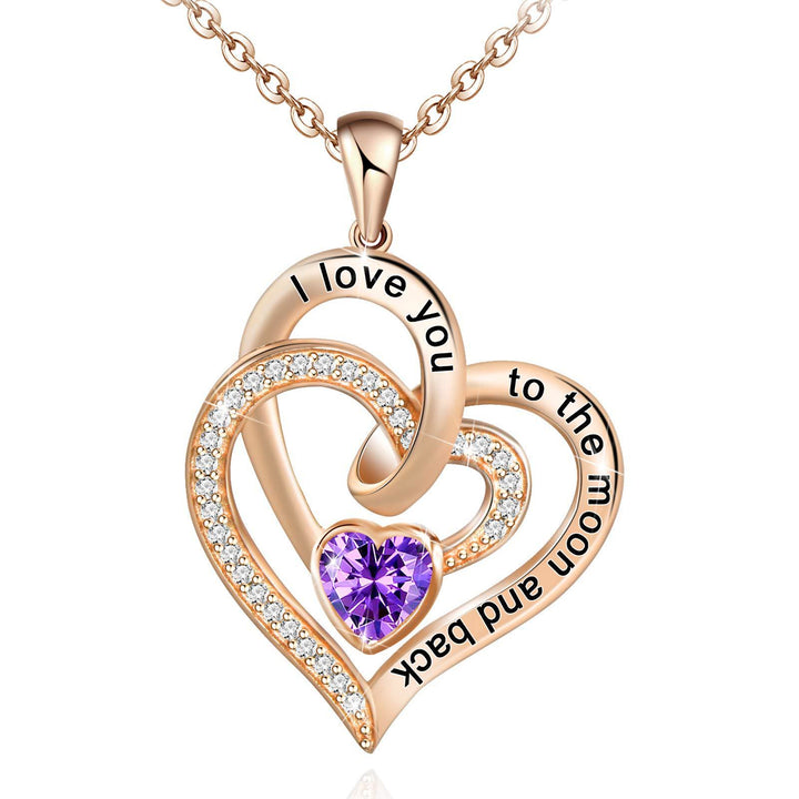 Collana con carta regalo Olivenorma Hearts and Hearts Birthstone - Oro rosa - Febbraio - Con carta portafortuna - image 32