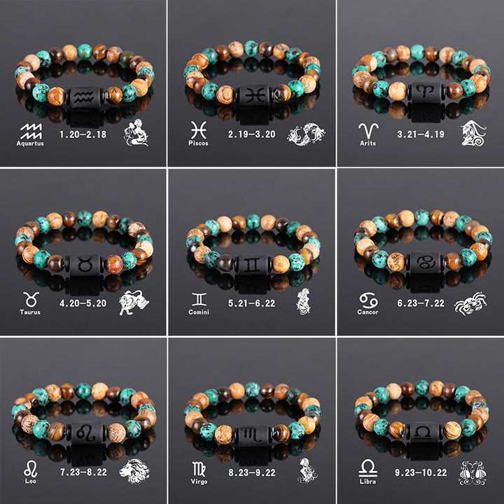 Bracciale con ciondolo zodiacale in bronzite con occhio di tigre Olivenorma