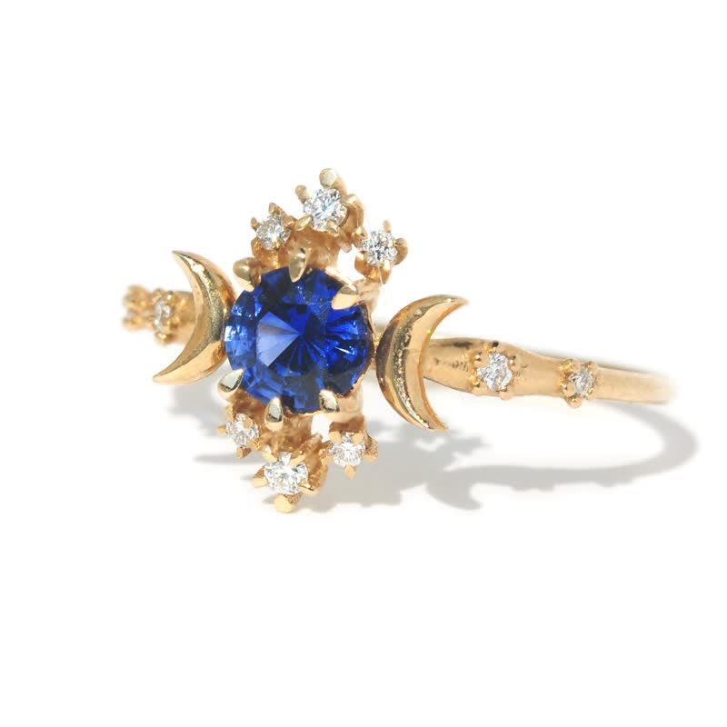 Anello Olivenorma Delicate Gold Sapphire Moon And Star
