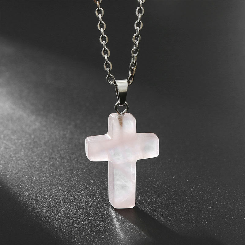 Collana con croce in pietra naturale Olivenorma 