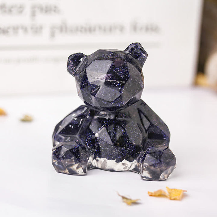 Decorazione con pietra preziosa a forma di orso seduto con specchio Olivenorma