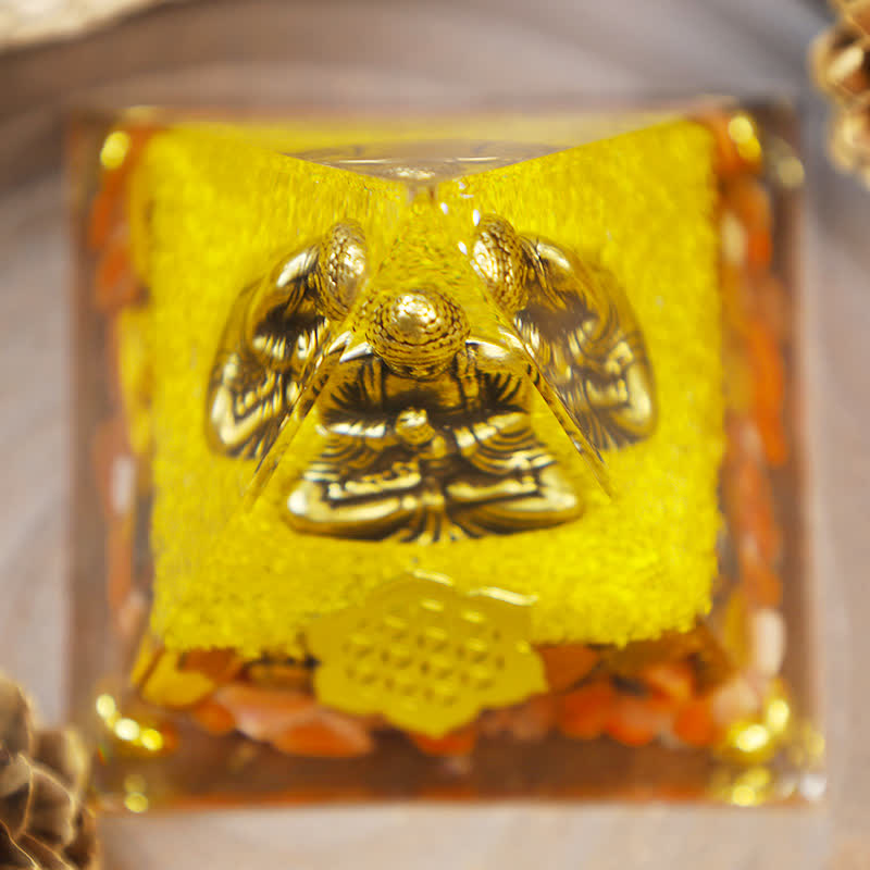 Olivenorma Red Jasper con piramide di orgone del Buddha 