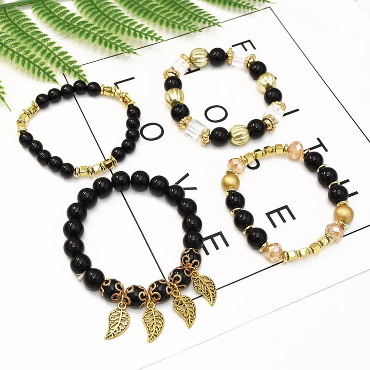 Olivenorma Bohemian Leaf Pendant Accessories Set di bracciali multistrato