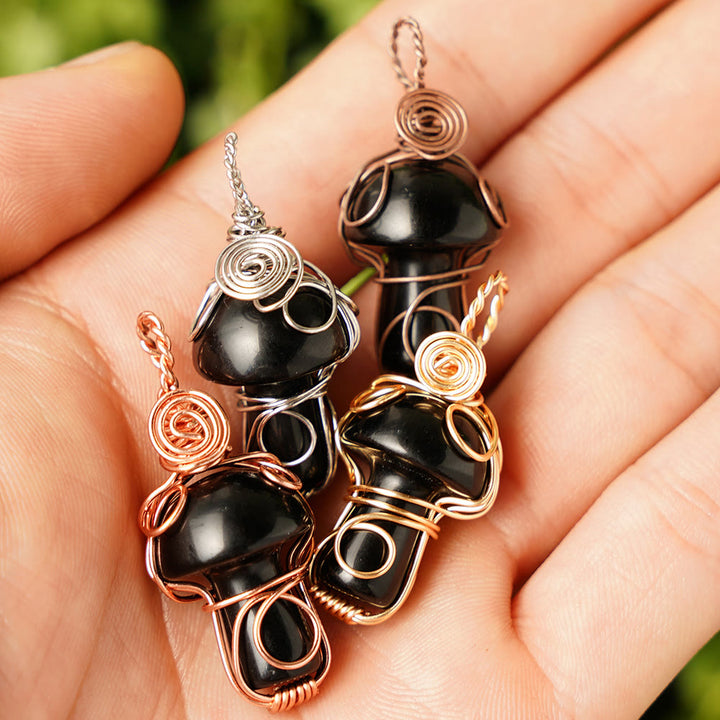 Collana con fungo in pietra curativa naturale Olivenorma