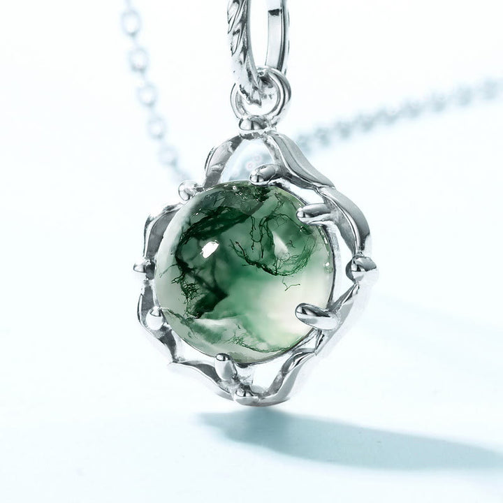 Collana con castone irregolare in agata muschiata Olivenorma S925