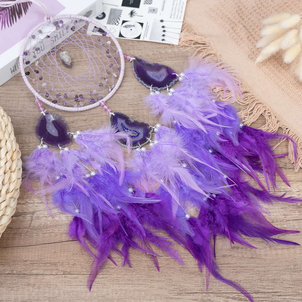 Olivenorma Ametista Viola Agata Fiore Intrecciato Dream Catcher 