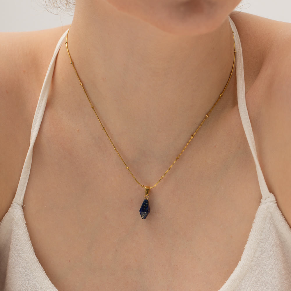 Collana con ciondolo in quarzo rosa, lapislazzuli, turchese e diamanti Olivenorma 