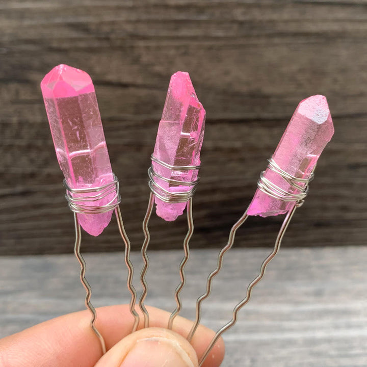 Olivenorma Forcina per capelli in cristallo fatta a mano - Quarzo rosa - image 23