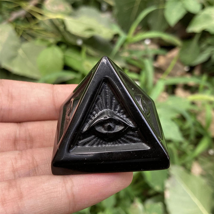 Decorazione in pietra preziosa della piramide di orgone di ossidiana Olivenorma 