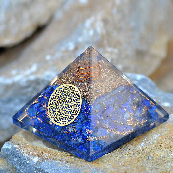 Olivenorma Lapislazzuli Fiore della vita Piramide di orgone 