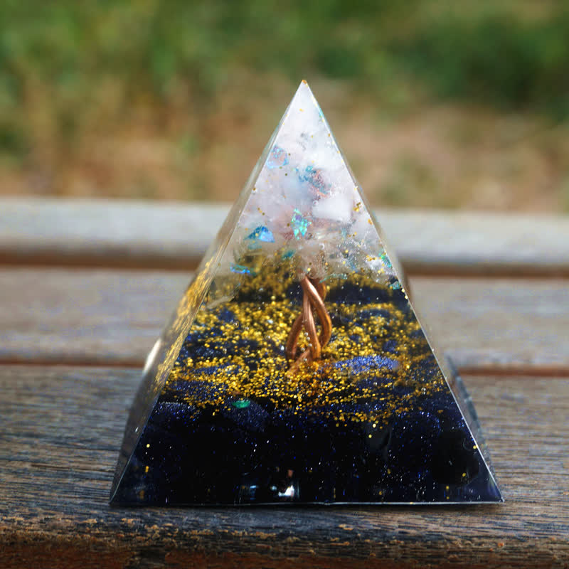 Olivenorma Quarzo Rosa Arenaria Blu Albero della Vita Piramide Orgonica 