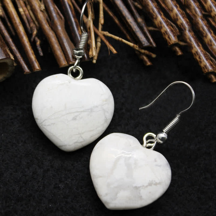 Orecchini di cristallo naturale con guarigione a forma di cuore