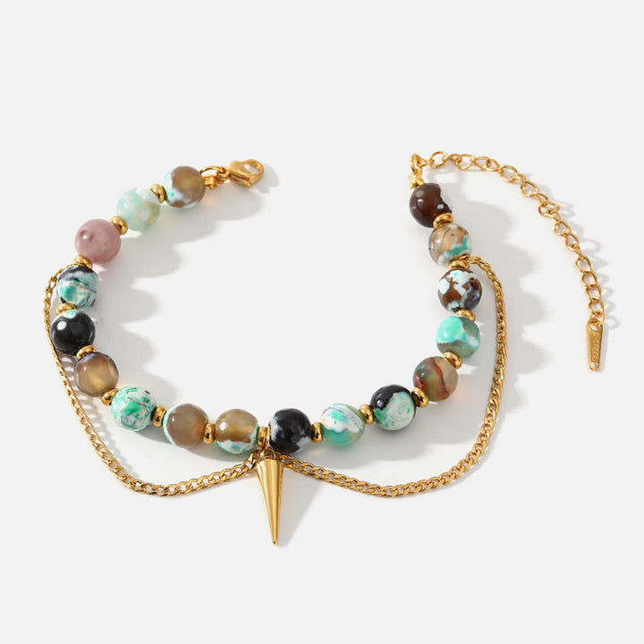 Bracciale Olivenorma multicolore in acciaio inossidabile 18K con turchese africano 
