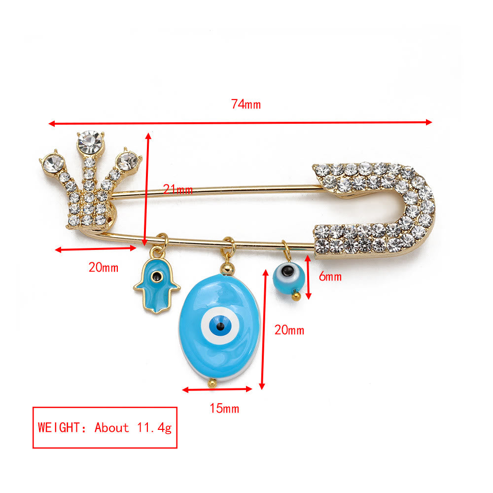 Spilla a forma di cuore con occhio maligno in zircone bianco Olivenorma 