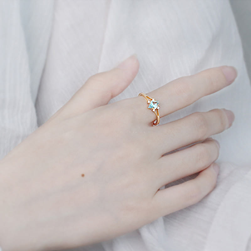Anello Olivenorma con acquamarina, zircone bianco e diamanti